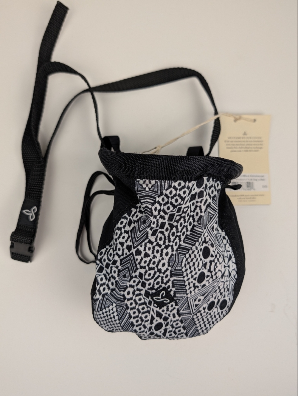 Prana Kaleidescope Black and White Patterned Chalk Bag With Belt